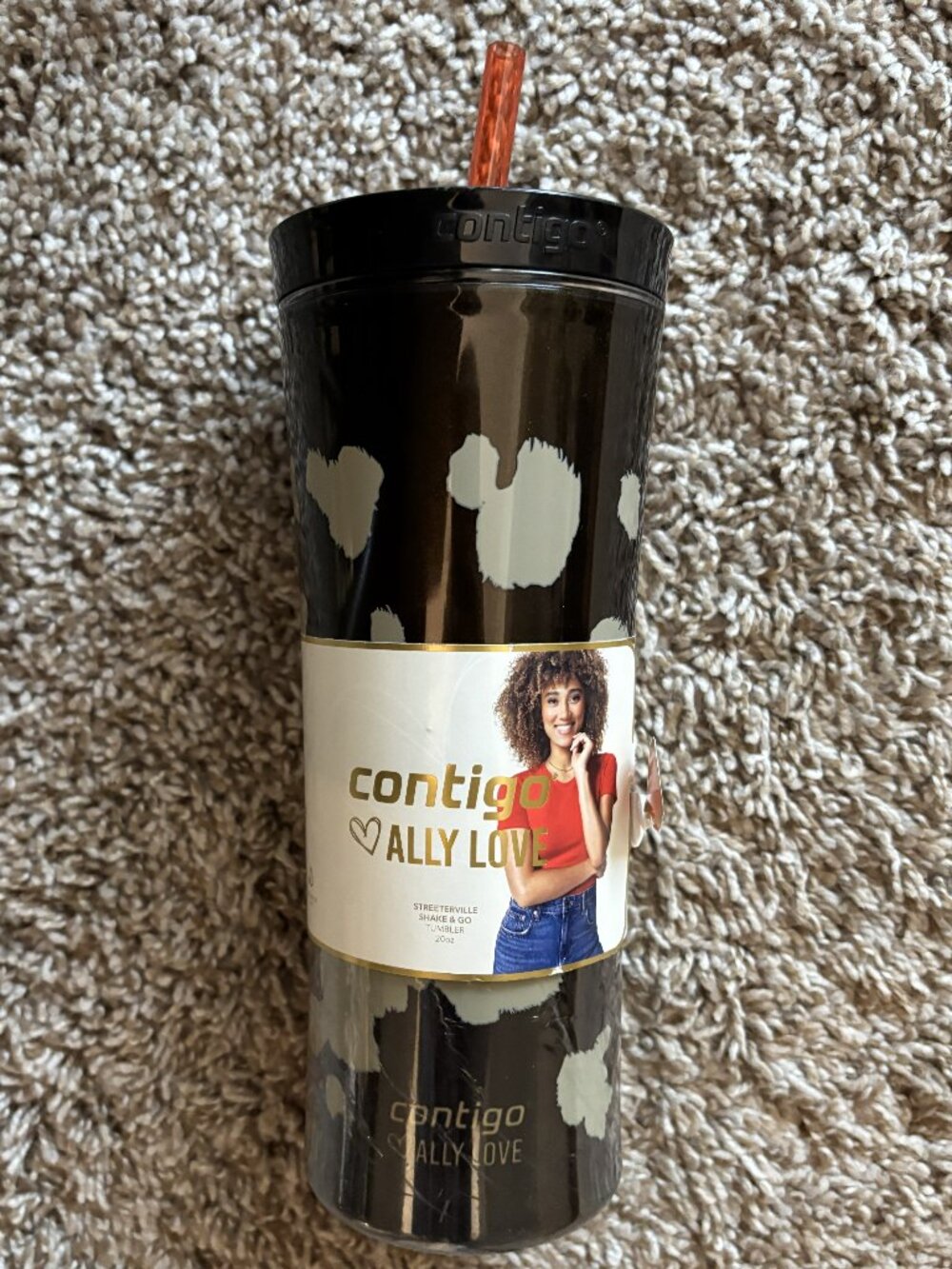 Contigo Ally Love AutoClose Shake & Go 20oz Tumber-Black and Tan- NEW